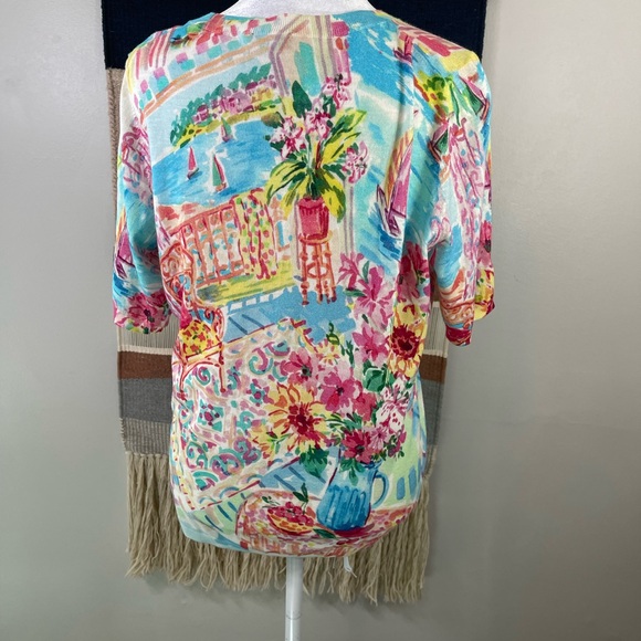 5 for 24 Talbots Italian Village Painting 100% Cotton Short Sleeves Crewneck M - Picture 3 of 5